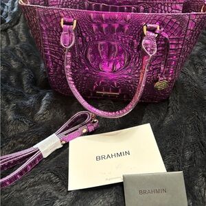 Brahmin Fuchsia Crocodile Embossed Tote